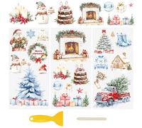 WANDIC 3 hojas de calcomanías de transferencia UV DTF con texto en inglés "Merry Christmas", calcomanías impermeables para bricolaje, vidrio, ventana, botella de agua, muebles,15 x 30cm