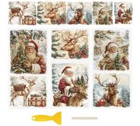 WANDIC 3 hojas de calcomanías de transferencia UV DTF Cup Warp Merry Christmas Frob on transferencia, calcomanías impermeables para bricolaje, ventana, botella de agua, muebles, manualidades, 15 x 30