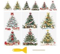 WANDIC 3 hojas de calcomanías de transferencia UV DTF Cup Warp Merry Christmas Tree, calcomanías impermeables para bricolaje, ventana, botella de agua, muebles, manualidades, 15 x 30 cm