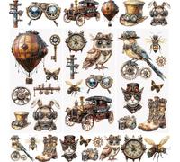 WANDIC 3 Hojas de Pegatinas de Transferencia, Calcomania Muebles Estilo Retro-Punk Búho Impermeables Decoración para Manualidades Álbumes de Recortes Álbumes de Fotos, 15 x 30 cm