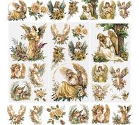 WANDIC 3 hojas de pegatinas de transferencia, diseño retro de ángel, impermeables, para muebles, manualidades, diarios de basura para álbumes de recortes, 15 x 30 cm