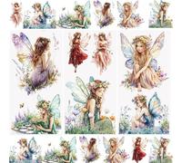 WANDIC 3 Hojas de Pegatinas de Transferencia para Muebles, Calcomanías de Transferencia Temática de Hadas Elfo Impermeables para Bricolaje Álbumes de Recortes Vidrio Decoración, 15 x 30 cm