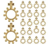 WANDIC 30 anillos de rosario de oro para hombres y mujeres, anillos de rosario de dedo católico con cruz, 30 piezas a granel para oración, regalos de bautizo, regalo religioso