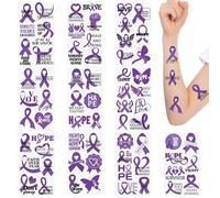 WANDIC 30 Hojas de Tatuajes Temporales de Concientización Sobre la Violencia Doméstica, Etiqueta Engomada Del Tatuaje de la Conciencia de la Cinta Púrpura Calcomanías para la Decoración