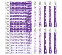 WANDIC 30 llaveros de cinta morada de poliéster para concienciación sobre el Alzheimer, llaveros de concienciación sobre la violencia doméstica para eventos de caridad, 17,5 x 1,5 cm, Morado (, other
