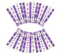 WANDIC 30 Pulseras de Cinta Morada, 5 Estilos Pulseras de Poliéster Ajustable Violencia Doméstica y el Alzheimer Cáncer Accesorios Decorativos para Eventos Benéficos