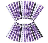 WANDIC 30 pulseras de cinta morada, Pulsera de poliéster ajustable de texto de una sola cara, para concienciación sobre el cáncer de páncreas de Alzheimer