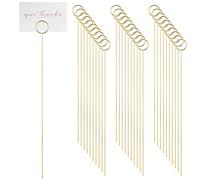 WANDIC 30 soportes redondos florales para tarjetas de lugar, clips de alambre de metal para púas florales doradas, clip de alambre redondo para manualidades, clip de anillo, clip de fotos, para
