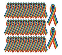 WANDIC 300 Pines de Cinta de satén arcoíris, Broche de Orgullo de Cinta de grogrén, decoración de Arco Iris con Pines de Seguridad para decoración de Eventos LGBTQ