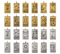 WANDIC 48 colgantes de cartas de tarot, dijes de tarot de color dorado y plateado, adorno clásico para manualidades, accesorios de fabricación de joyas