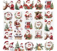 WANDIC 5 hojas de pegatinas divertidas de Navidad para álbumes de recortes, Papá Noel, muebles, muñeco de nieve, calcomanías para ventana, transferencia para manualidades, 10 x 30 cm