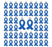 WANDIC 50 colgantes de cinta azul, cáncer de colon, cáncer de próstata, cáncer colorrectal, dijes de cinta de aleación de conciencia de esperanza para hacer joyas