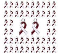 WANDIC 50 colgantes de cinta blanca borgoña, cáncer de cabeza y cuello, cavidad oral, dijes de metal para hacer pulseras, collares, decoraciones de caridad