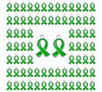 WANDIC 50 PCS Pendantes de Cinta Verde, Salud Mental, cáncer de hígado, Problema del Medio Ambiente, Conciencia de Esperanza, encabezado de Conciencia de aleación para Hacer Joyas