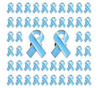 WANDIC 50 pines de cinta azul claro, insignias de cáncer de próstata, broches de concienciación sobre el cáncer de colon para promoción de eventos públicos, Acero aleado