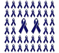 WANDIC 50 pines de cinta azul para concienciación sobre el cáncer de próstata, broches de cáncer de colon, insignias conmemorativas para funerales, eventos de luto, recuerdo de duelo (3 x 1,8 cm)