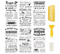 WANDIC 6 calcomanías de transferencia para frotar, calcomanías de transferencia de frases irónicas, calcomanías temáticas de letras negras para muebles y álbumes de recortes, 15 x 30 cm