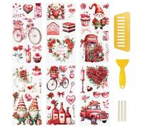 WANDIC 6 calcomanías de transferencia para frotar, calcomanías de transferencia temática del día de San Valentín, calcomanías de amor para muebles, ventana de álbumes de recortes, 15 x 30 cm