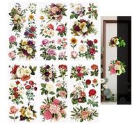 WANDIC 6 calcomanías de transferencia para frotar, hermosas calcomanías de transferencia de flores, calcomanías impermeables para muebles y álbumes de recortes, 15 x 30 cm