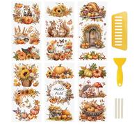 WANDIC 6 hojas de calcomanías de transferencia con temática de otoño, calcomanías de transferencia para álbumes de fotos, muebles, 5.9 x 11.8 pulgadas