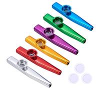 WANDIC 6PCS Kazoo Instrumento, Kazoo Profesional de Aluminio con 18 PCS Membrana,Embalaje de Caja de Regalo Vintage,Mezcla de Colores,para Adultos y Niños Regalos