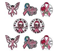 WANDIC 8 pines de cinta rosa, insignia de concienciación sobre el cáncer de mama, broches sin cáncer con mariposa rosa para mujer, concienciación sobre la salud y eventos de caridad, Metal, No es una