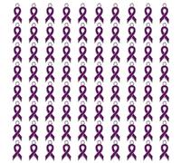 WANDIC 80 colgantes de cinta morada, dijes de plástico con borde plateado para concienciación sobre la violencia doméstica, accesorios de lupus para la fabricación de joyas