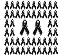 WANDIC Alfileres de Cinta Negra, 50 Piezas de 1.2 x 0.7 Pulgadas, broches Negros clásicos de concienciación sobre Melanoma, Insignias de Cinta Premium para Regalos del día del Recuerdo de luto
