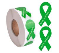 WANDIC Calcomanía de concienciación de cinta Verde, 500 calcomanías en forma de cinta en Forever in Our Hearts para Parálisis cerebral Cáncer de hígado Sensibilización sobre salud mental
