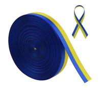 WANDIC Cinta de satén para concientización sobre el síndrome de Down, cinta amarilla y azul de 50 yardas para envolver regalos, hacer broches