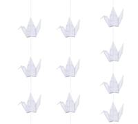 WANDIC Grúas de papel de origami, 10 cuerdas hechas a mano plegadas de papel de origami para decoración del hogar, boda, fiesta, telón de fondo, blanco, 100 piezas