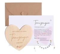 WANDIC Juego de 2 regalos de testigos de boda, 2 pulseras de testigos de boda, 2 tarjetas de madera con corazón y tarjetas y sobres