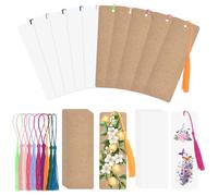 WANDIC Juego de marcadores en blanco, 120 marcadores blancos y marcapáginas marrones y 120 borlas coloridas para proyectos de bricolaje suministros de regalo