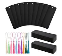 WANDIC Juego de marcapáginas en blanco, 60 marcapáginas negros y 60 piezas de borlas coloridas para proyectos de bricolaje, suministros de regalo