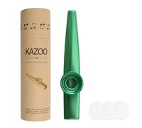 WANDIC Kazoo Instrumento, Kazoo Profesional de Aluminio con 3 PCS Membrana Instrumentos Musicales Carnaval,Embalaje de Caja de Regalo Vintage,Verde,para Adultos y Niños Regalos