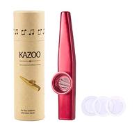 WANDIC Kazoo Instrumentos de Viento,Kazoo Profesional de Aluminio con 3 PCS Membranas de Recambio,Embalaje de Caja de Regalo,Rojo,Adecuado para Principiantes y Profesionales