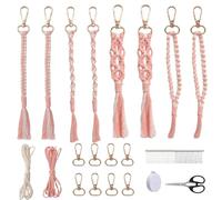 WANDIC Kit de llaveros de macramé para Bricolaje, 4 Estilos, 8 Piezas, llaveros de Tejido Rosa Bohemio para Bolsa, Kit de Punto para Llaves de Coche, Monedero, teléfono y Cartera