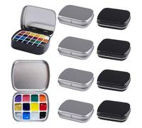 WANDIC Mini caja de acuarela, juego de 10 piezas de acuarela para colorear de 12 pozos vacíos, juego de almacenamiento de pintura pequeña para fiestas, escuelas y lecciones de arte