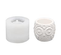 WANDIC Molde para maceta, 1 pieza de molde de silicona de hormigón de búho con agujero de drenaje, molde para macetas suculentas para bricolaje, resina epoxi, cenicero, vela, jabón, bolígrafo, soporte