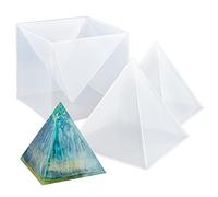 WANDIC Moldes de fundición, 1 Pieza de plástico Externo pirámide Molde y 2 Piezas de Resina de Silicona Interior para Manualidades, decoración artística y decoración del hogar