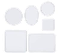 WANDIC Moldes de Resina, 6 Piezas de moldes de Resina epoxi con Molde de Posavasos Redondo, moldes de Bandeja de Resina Cuadrada, Molde de Silicona Ovalado y Molde de Resina Rectangular