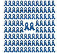 WANDIC Pin de cinta azul, 100 unidades de cintas de concienciación sobre el cáncer de colon, broches de solapa, broche de esperanza, joyería esmaltada para hombre o mujer