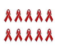 WANDIC Pin de Cinta Roja, PC 10 Cintas de Conciencia de Enfermedad Cardíaca Pernos de Solapa de la Conciencia del SIDA Pins de Esperanza Alfileres de Esmalte para Mujer