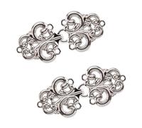 WANDIC Sujetadores de corchetes, 2 pares Swirl Flower Cape Fasteners Cose On Hooks and Eyes Cardigan Clip, Plateado