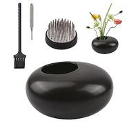 WANDIC Suministros de arreglo de Flores, Rana de Flores y Maceta de cerámica Brillante Negro Guijarro arreglo de Flores para Ikebana Arte Floral decoración del hogar Oficina