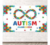 WANDIC Telón de fondo para autismo, 90 x 150 cm, telón de fondo de tela para concienciación sobre el autismo, pancarta decorativa reutilizable para eventos de caridad, sesiones de fotos de recaudación