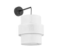 Wandleuchte Aplique Interruptor H:33CM Pendelarm Tela Metal Blanco Negro E27