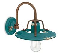 Wandleuchte Cerámica Metal E27 B: 25 CM Tostado Petróleo Shabby Vintage Lámpara