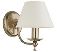 Wandleuchte Con Interruptor Metal Tela H:21CM Latón Antiguo Crema E14 Aplique