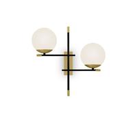 Wandleuchte Cristal Metal B: 44 CM Oro Blanco Negro 2x E14 Pantalla de Bola